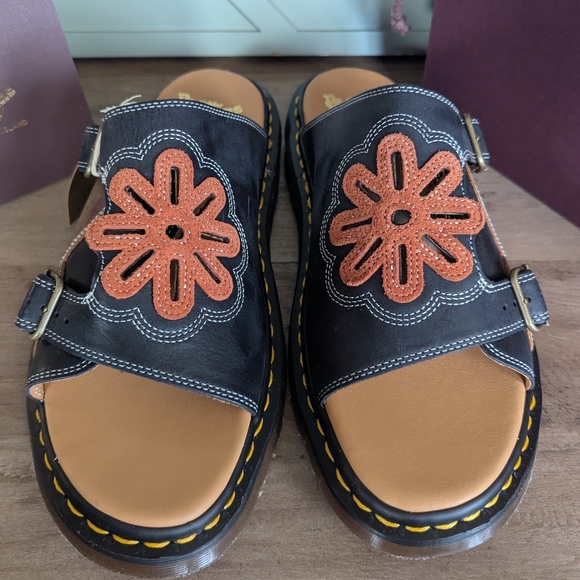 Dr. Martens Dayne Made in England Leather & Suede Applique Slides - Picture 7 of 16